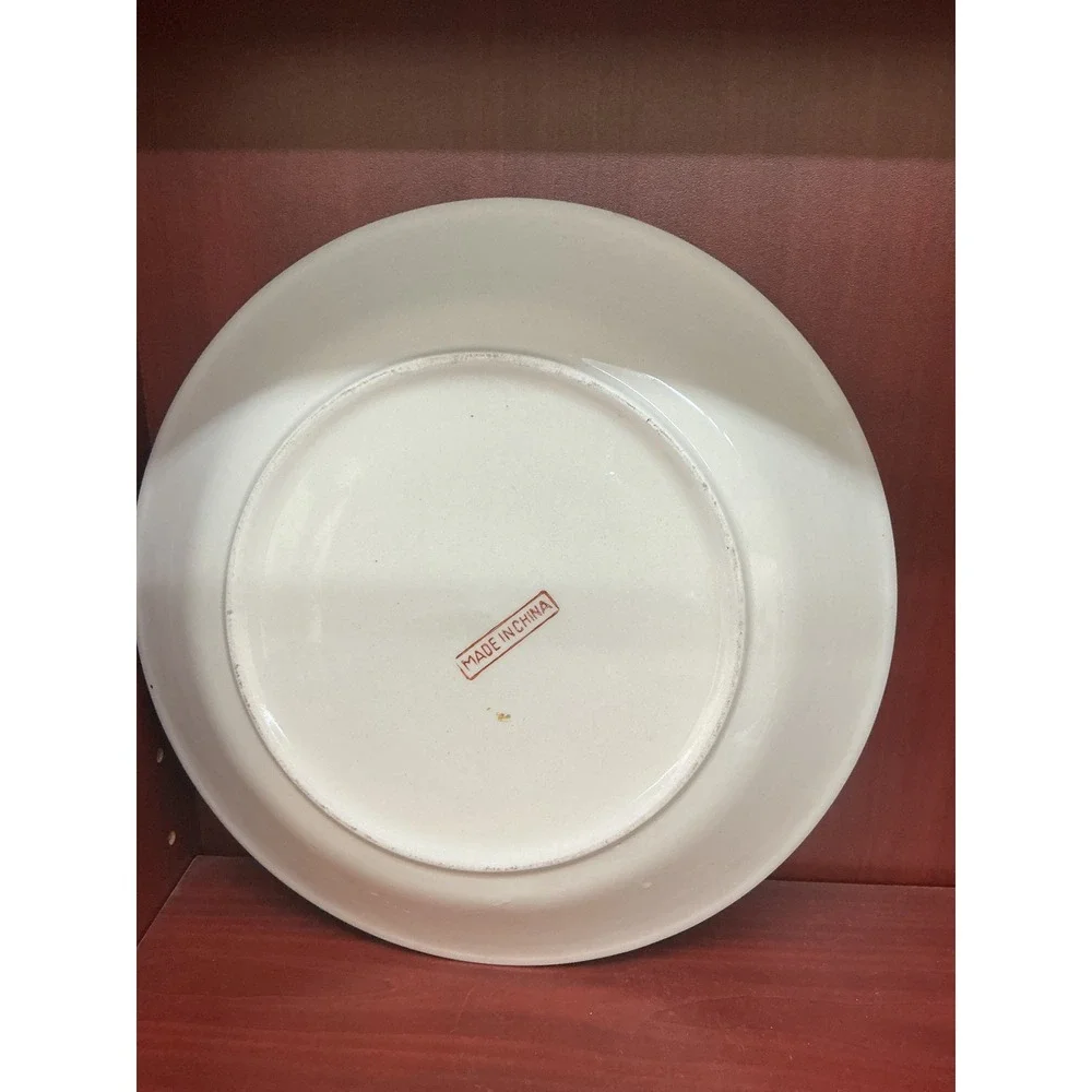 Vintage Pumpkin Pie Recipe Ceramic Dish Scalloped Edge 10.5 Inch Thanksgiving